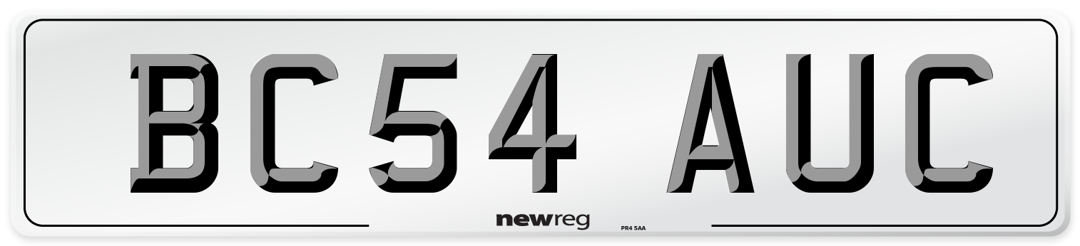 BC54 AUC Number Plate from New Reg
